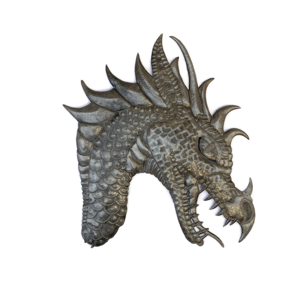 Handmade Dragon Head (Right Facing) Metal Wall Decor