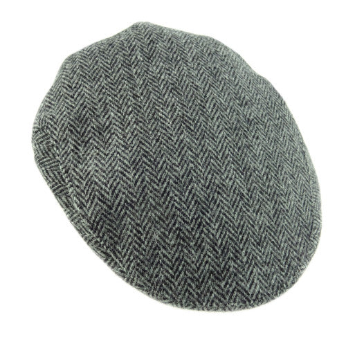 Harris Tweed Flat Cap - Gray Herringbone