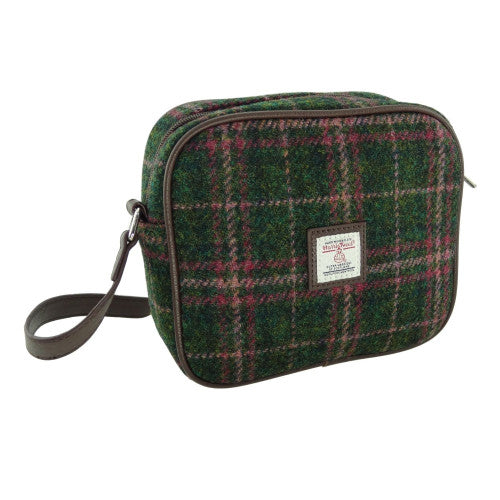 Harris Tweed Small Crossbody Shoulder Purse Bag - Green Pink Plaid