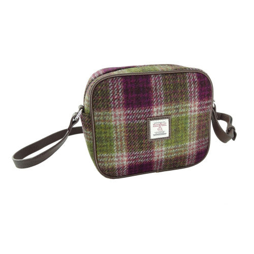 Harris Tweed Small Crossbody Shoulder Purse Bag - Green Purple Plaid