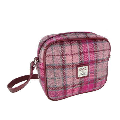 Harris Tweed Small Crossbody Shoulder Purse Bag - Pink Buchanan Plaid