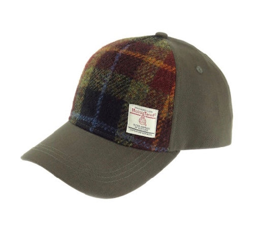 Harris Tweed and Cotton Cap - Brown Green Plaid