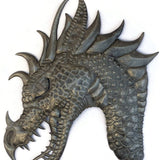 Handmade Recycled Steel Barrel Large Dragon Head (Left Facing) Metal Wall Decor