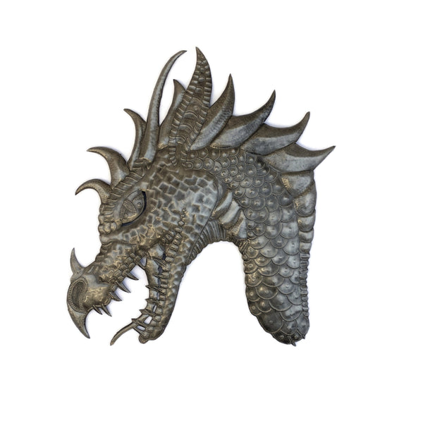 Handmade Dragon Head (Left Facing) Metal Wall Decor