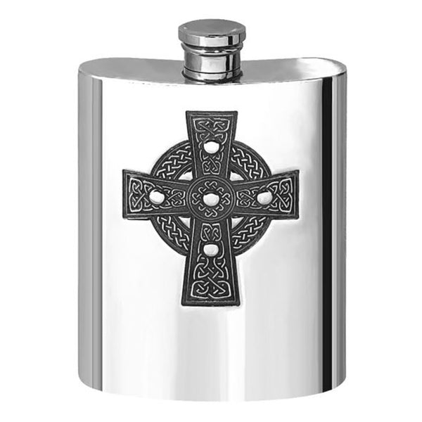 Pewter Flask with Stunning Celtic Cross Design 6oz
