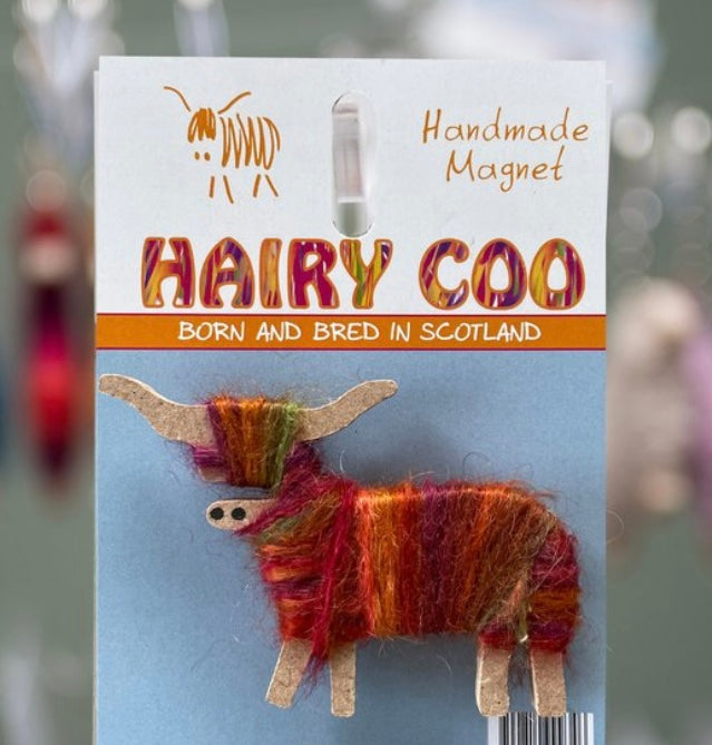 Orange / Purple Highland Cow Fridge Magnet Handmade in Scotland