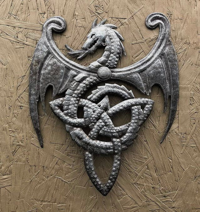 Handmade Celtic Dragon Metal Wall Decor