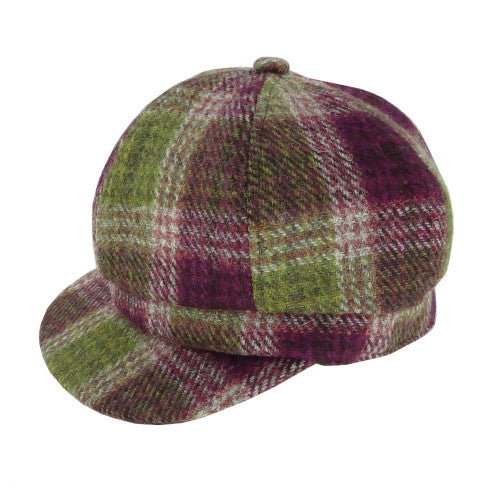 Harris Tweed Ladies Hat - Purple Green Plaid