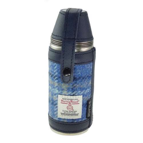 Harris Tweed Outdoor 8oz Flask With 4 Shot Cups And Funnel - Blue Plaid