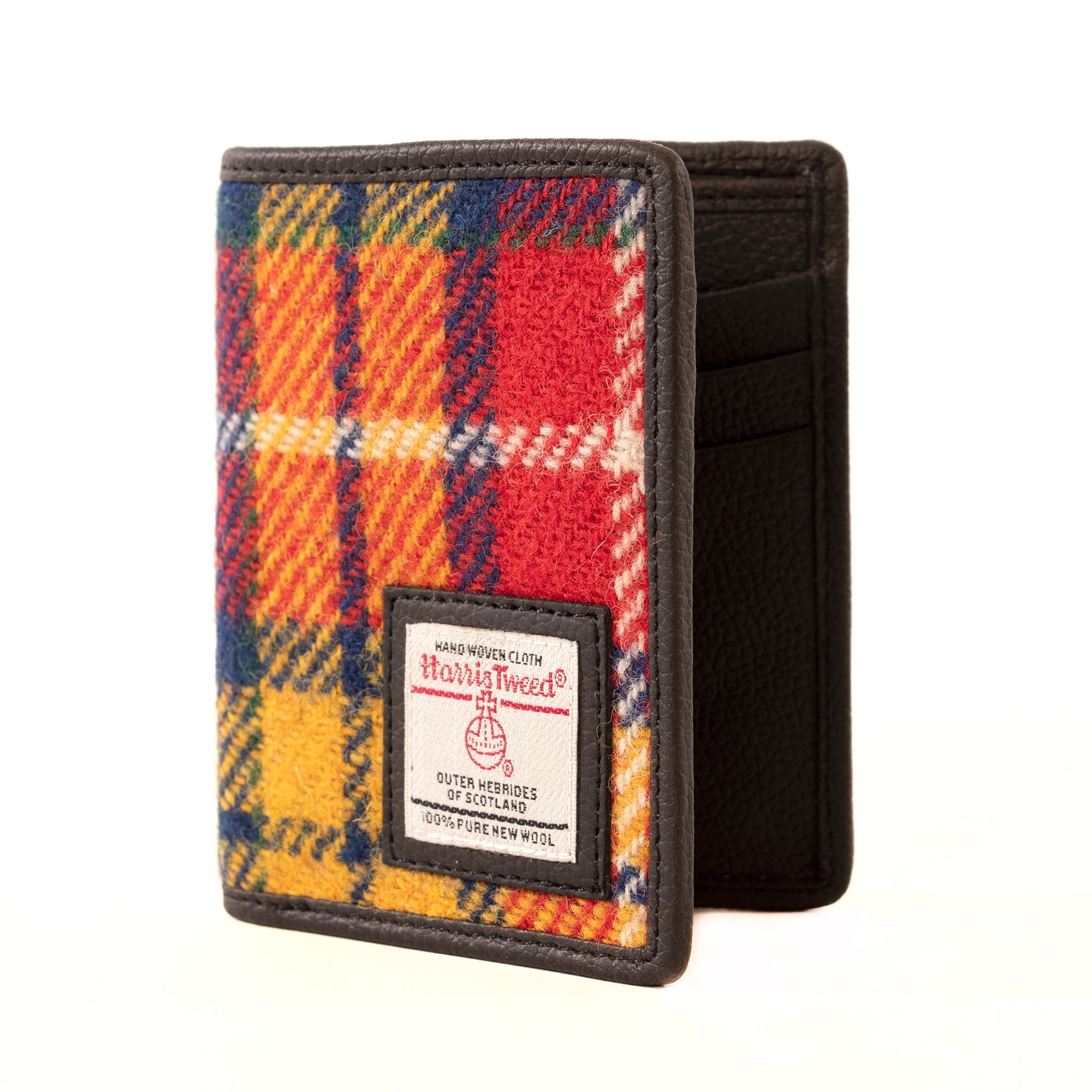 Harris Tweed Slim Bifold Wallet - Red / Yellow / Orange Check
