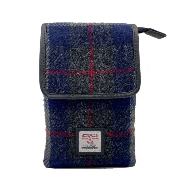 Harris Tweed Mini Crossbody Purse Bag - Blue Gray Plaid