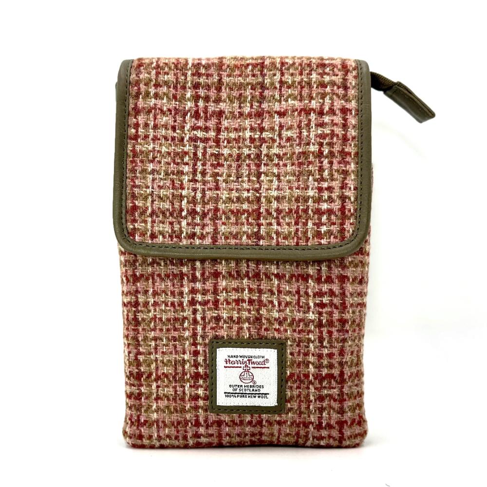 Harris Tweed Mini Crossbody Purse Bag - Brown Maple Check Plaid