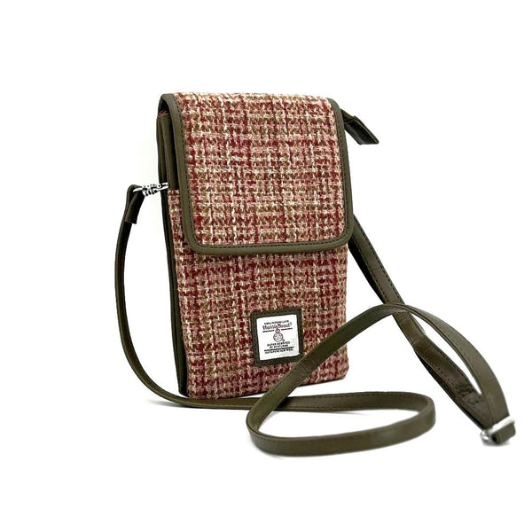 Harris Tweed Mini Crossbody Purse Bag - Brown Maple Check Plaid