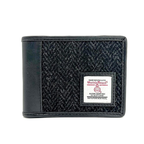 Harris Tweed Trifold Wallet - Charcoal Herringbone