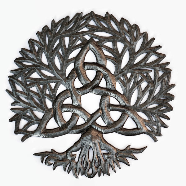 Handmade Recycled Steel Barrel Celtic Knot Tree of Life Metal Wall Decor
