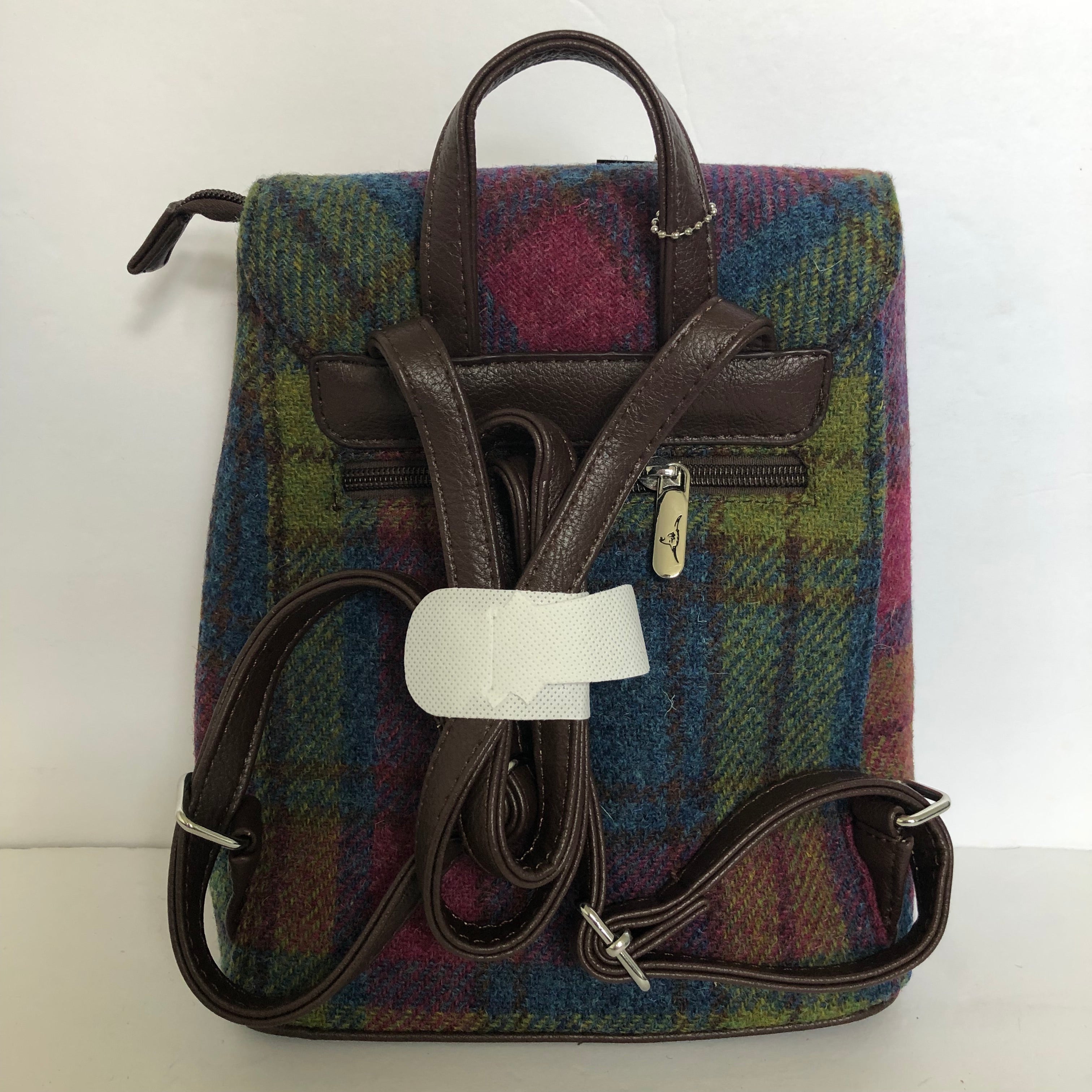 Harris Tweed Plaid Backpack - Multi Color Plaid