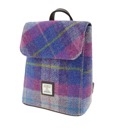 Harris Tweed Plaid Backpack - Purple / Pink Plaid