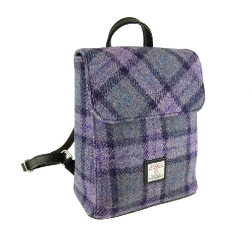 Harris Tweed Plaid Backpack - Purple