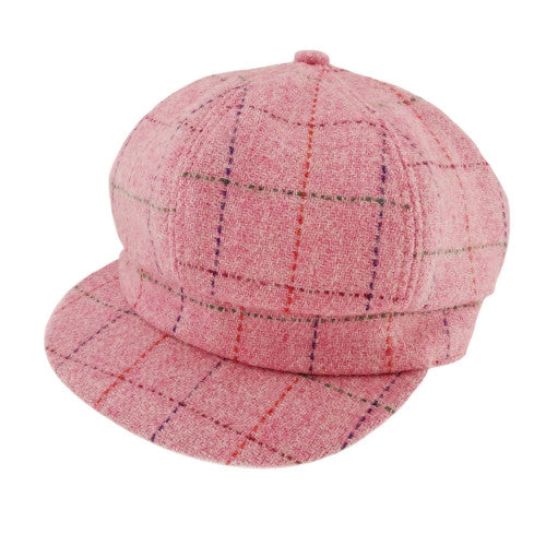 Harris Tweed Ladies Hat - Pink Plaid