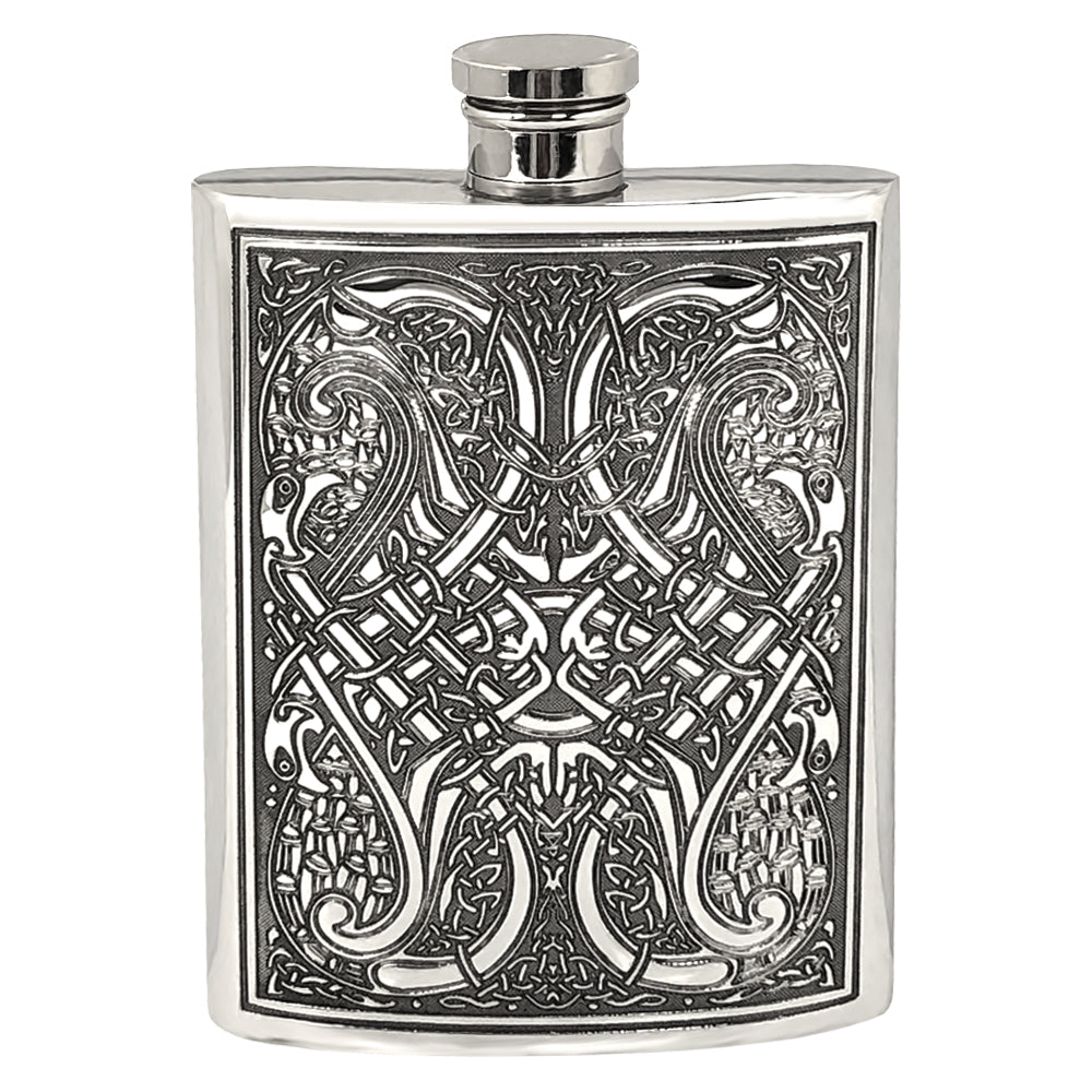 Pewter Flask with Stunning Intricate Celtic Knot Design 6oz