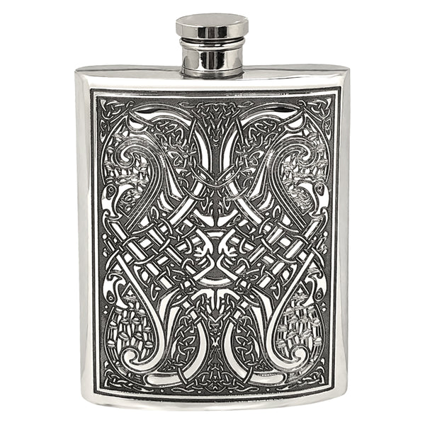 Pewter Flask with Stunning Intricate Celtic Knot Design 6oz