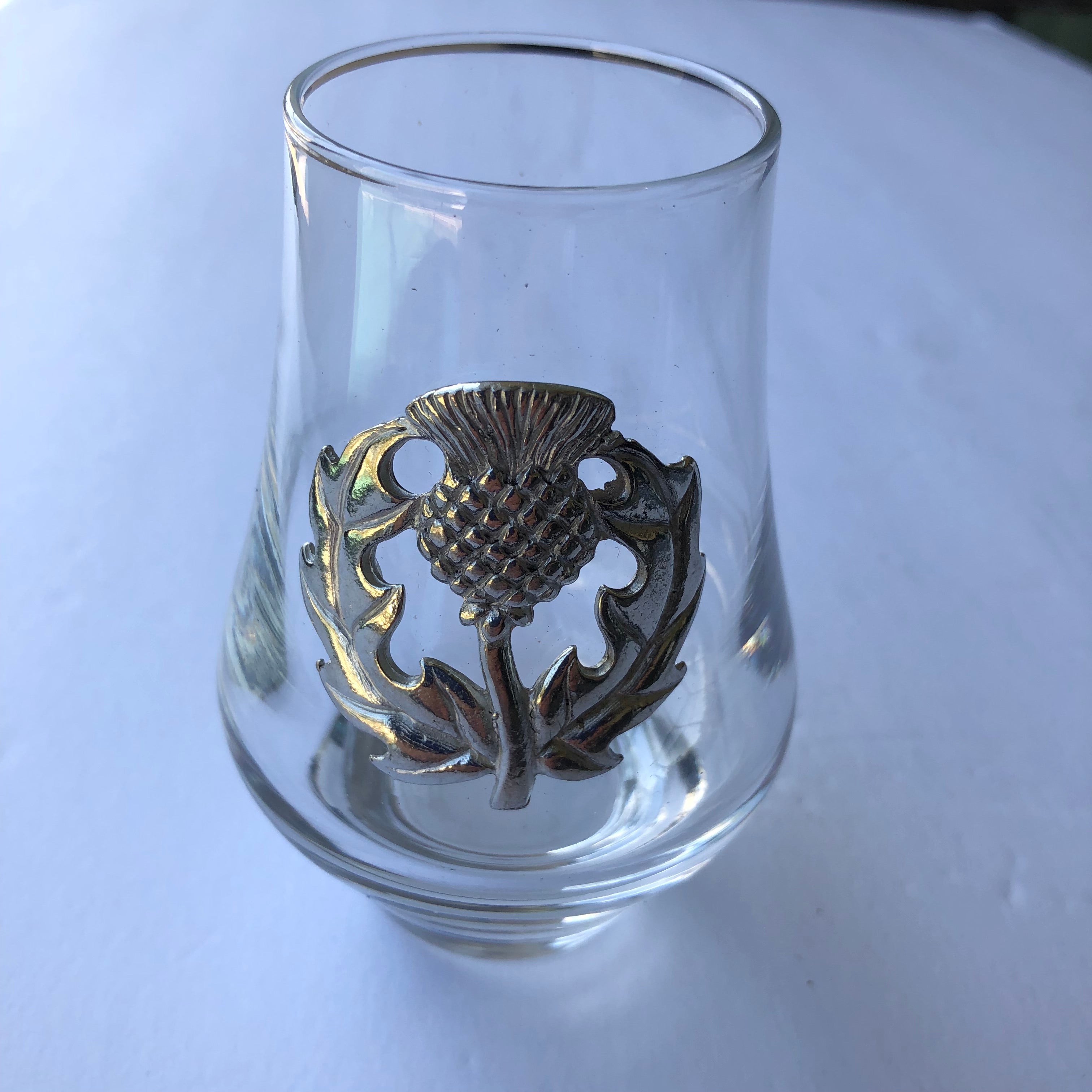 Handmade Pewter Tasting Glass - Scottish Thistle