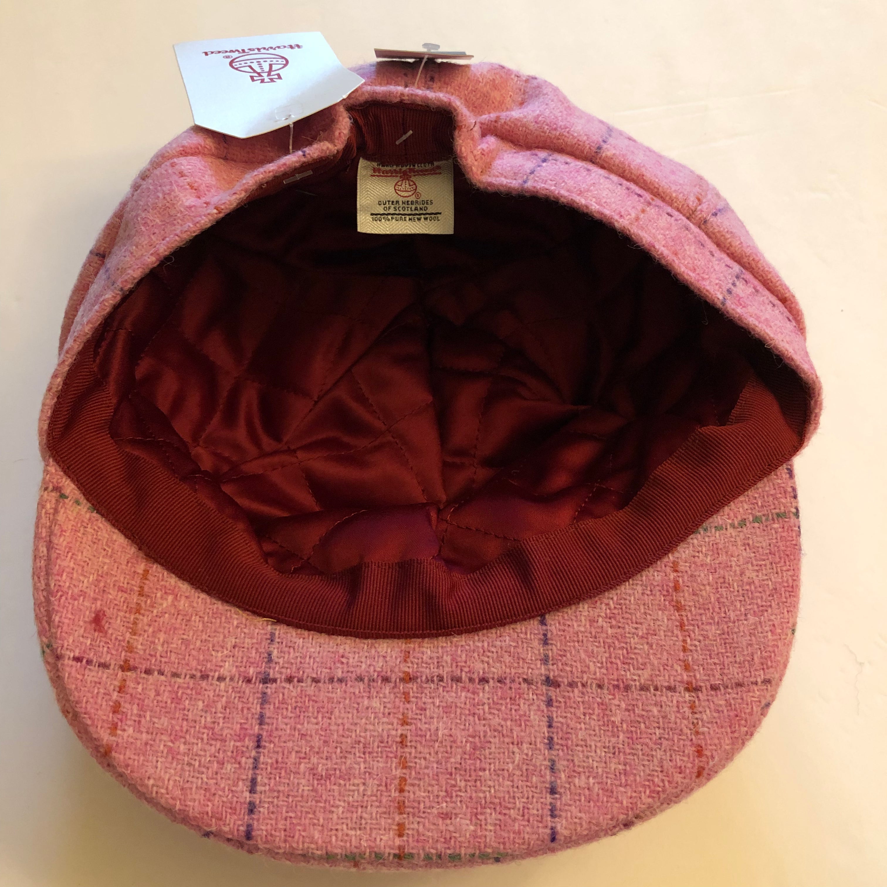 Harris Tweed Ladies Hat - Pink Plaid