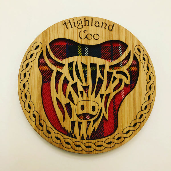 Scottish Highland Coo Round Coaster